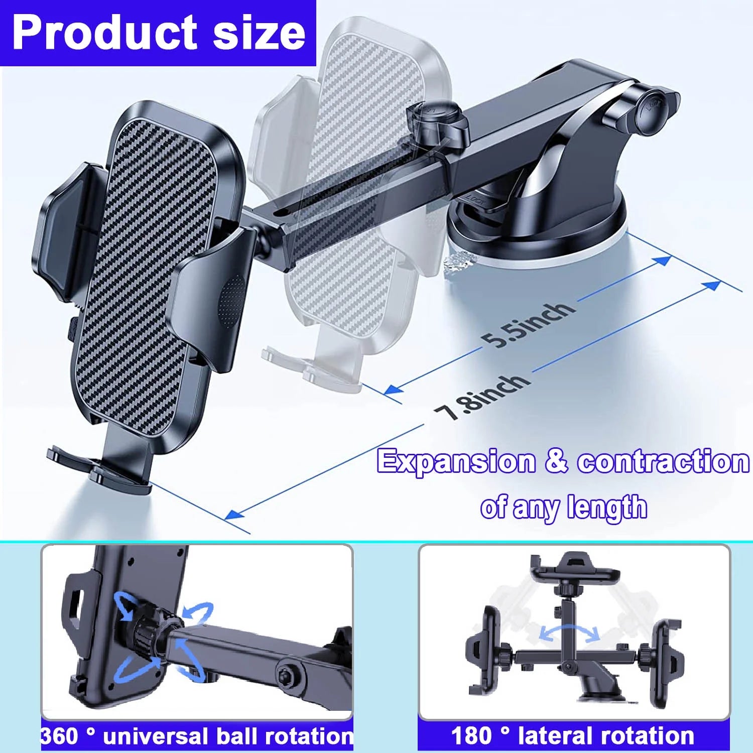 Soporte De Smartphone Para Auto, Soporte De Smartphone Para Auto Con Clip De Ventilación De Aire Para Auto, Soporte Universal De Celular De Brazo Largo, Soportes De Smartphone Para Auto Para Todos Los Smartphones
