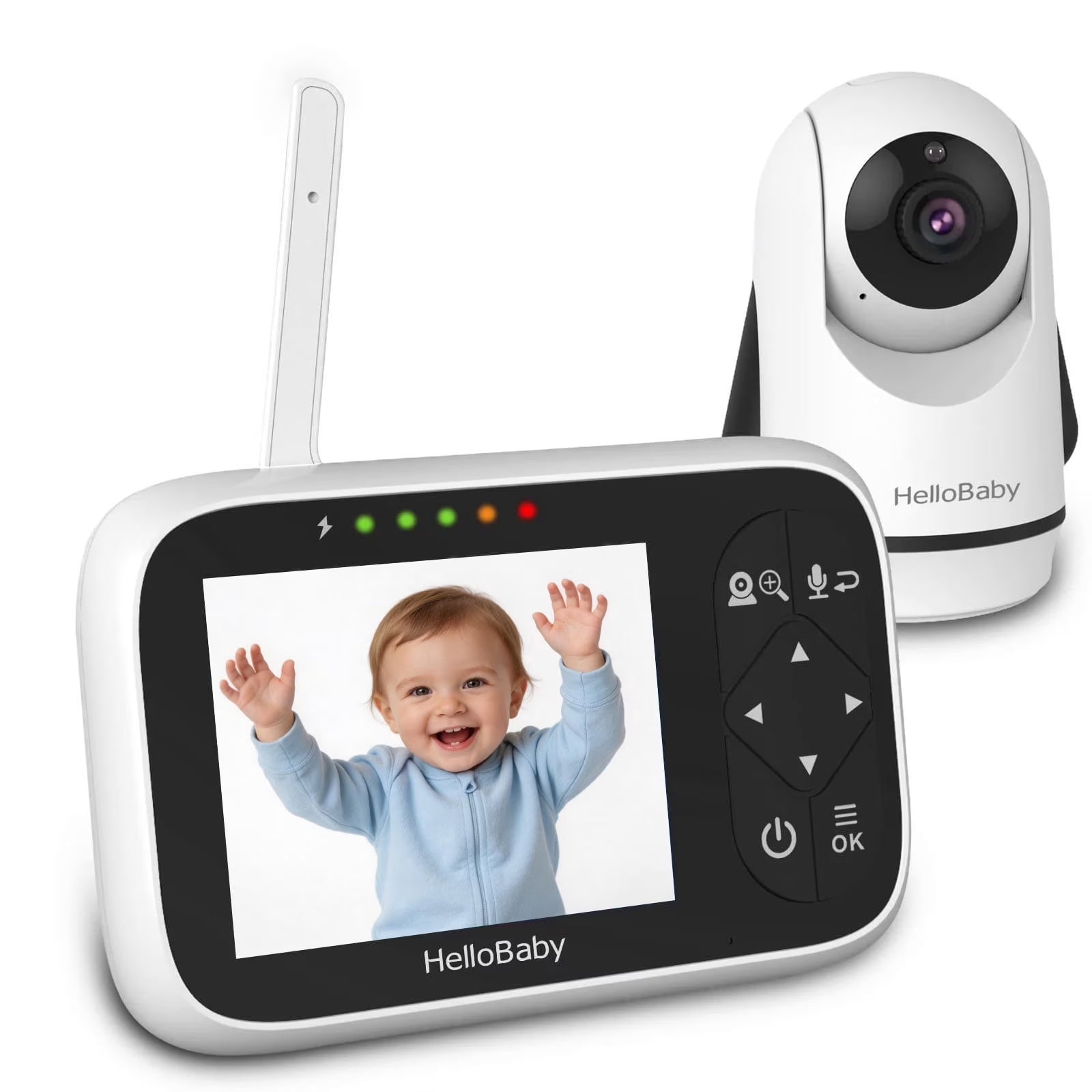 Monitor Para Bebé-Hb6336 Con Cámara Y Audio, Pantalla a Color IPS De 3.2", Zoom De Giro Remoto Completo, Visión Nocturna IR, Alcance De 1000 Ft., Montaje En Pared, Monitor De Bebé Sin Wifi