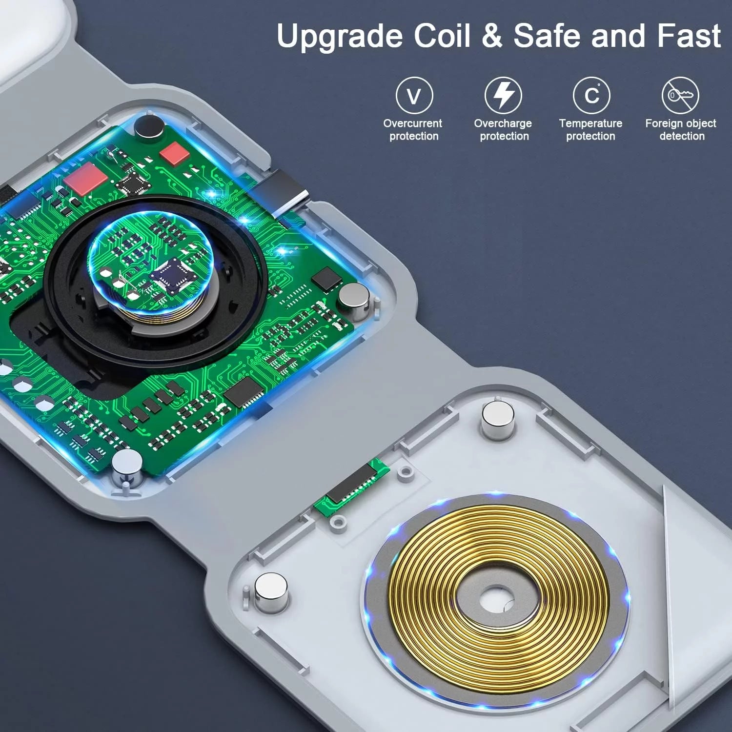 Cargador Inalámbrico 3 En 1, Diseño Magnético Plegable, Estación De Carga Compatible Con Múltiples Dispositivos, Incluyendo La Serie Iphone 17/16/15/14/13, Airpods 4/3/Pro Y Iwatch