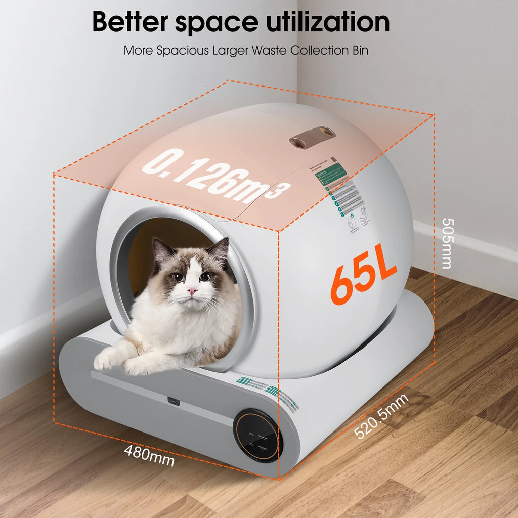 Caja De Arena Autolimpiante, Caja De Arena Automática Para Gatos Con Soporte De Control Por Aplicación, Protección De Seguridad Integrada, Caja De Arena Automática Inteligente Para Gatos Con Forro