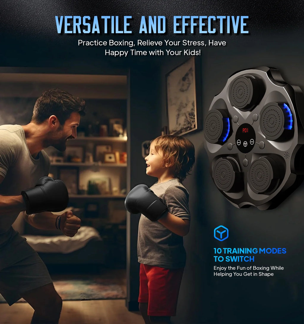 Máquina De Boxeo Musical Con Guantes De Boxeo, Entrenador De Boxeo Musical Inteligente Bluetooth Montado En La Pared, Objetivo Electrónico De Boxeo Equipo De Golpeo Para Entrenamiento En Casa, Interior Y Gimnasio