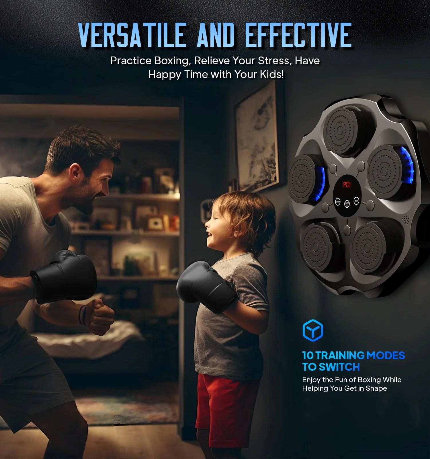 Máquina De Boxeo Musical Con Guantes De Boxeo, Entrenador De Boxeo Musical Inteligente Bluetooth Montado En La Pared, Objetivo Electrónico De Boxeo Equipo De Golpeo Para Entrenamiento En Casa, Interior Y Gimnasio