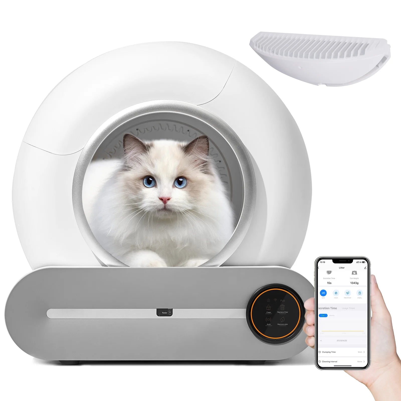 Caja De Arena Autolimpiante, Caja De Arena Automática Para Gatos Con Soporte De Control Por Aplicación, Protección De Seguridad Integrada, Caja De Arena Automática Inteligente Para Gatos Con Forro
