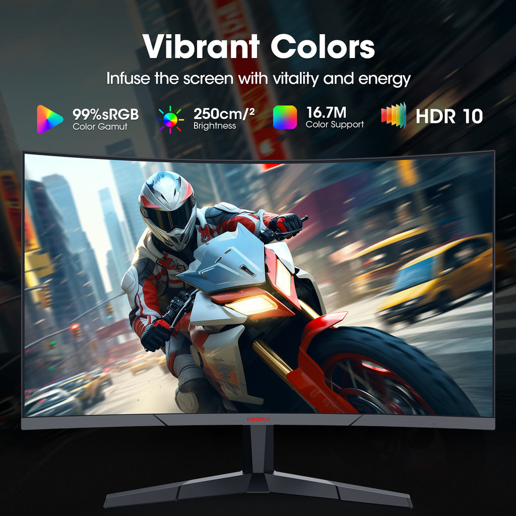 Monitor Gamer Curvo De 27 Pulgadas, Monitores De Computadora FHD De 180Hz, 100% Srgb, Adaptive-Sync, 27E6CA