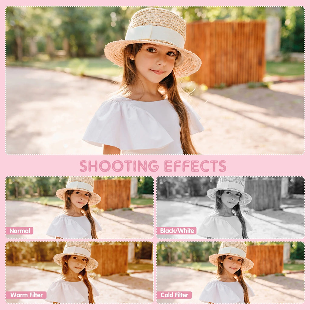 Cámara Digital Cámara Para Niños Con Tarjeta De 32GB FHD 1080P 44MP Cámara Para Vlogging Zoom Digital 16X Cámara Portátil (Rosa)