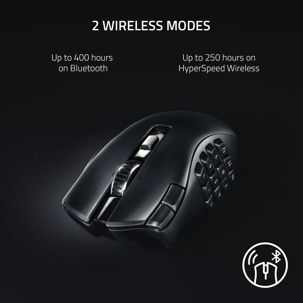 Naga V2 Hyperspeed Mouse Gamer Bluetooth Con Batería AA, Negro