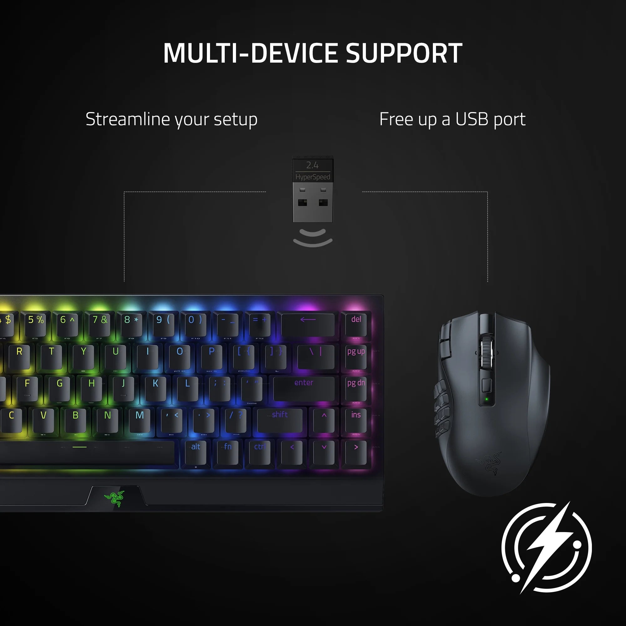 Naga V2 Hyperspeed Mouse Gamer Bluetooth Con Batería AA, Negro