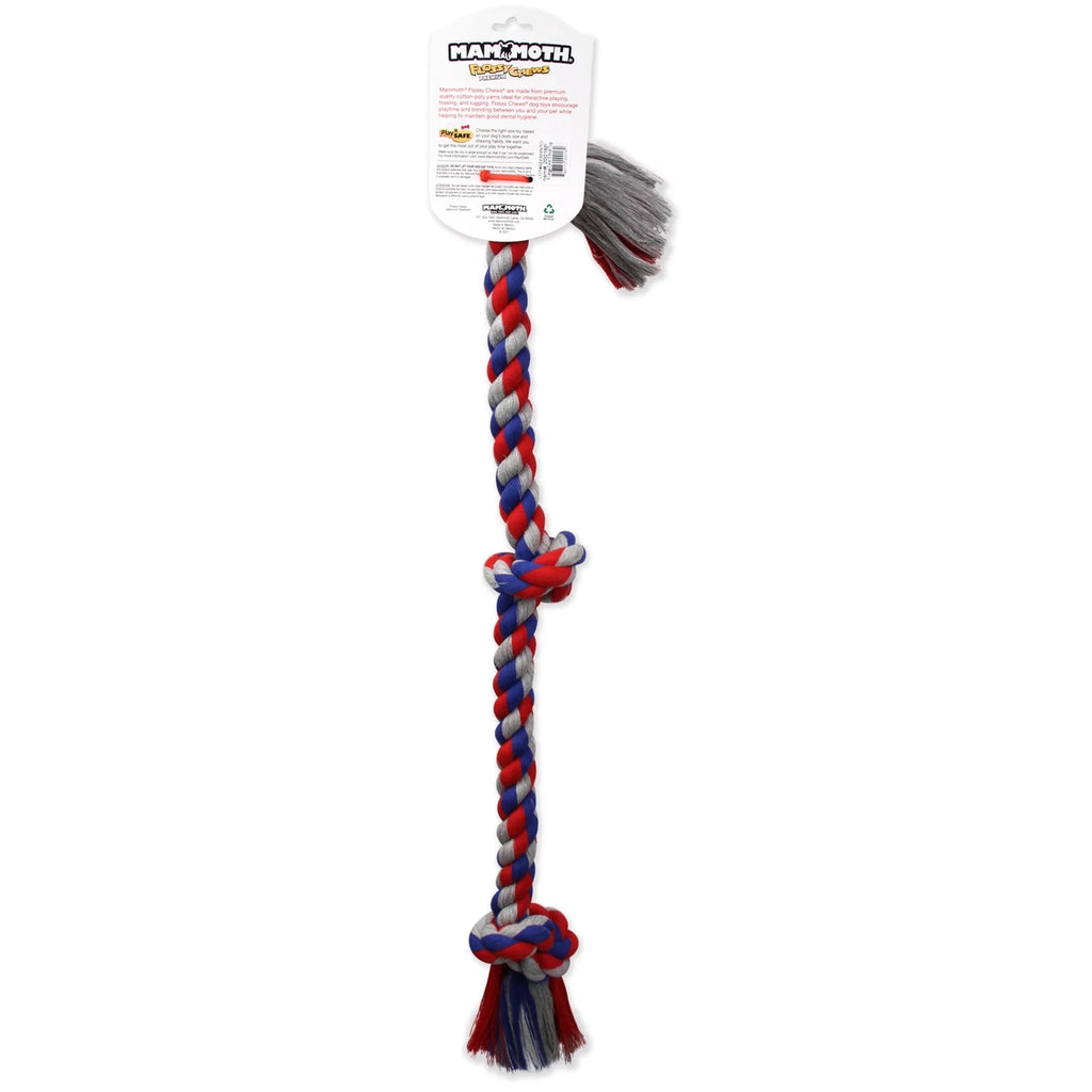 Flossy Masticables Mezcla De Algodón 3 Nudos Cuerda Tirador Perro Juguete, Extra Grande, 36"