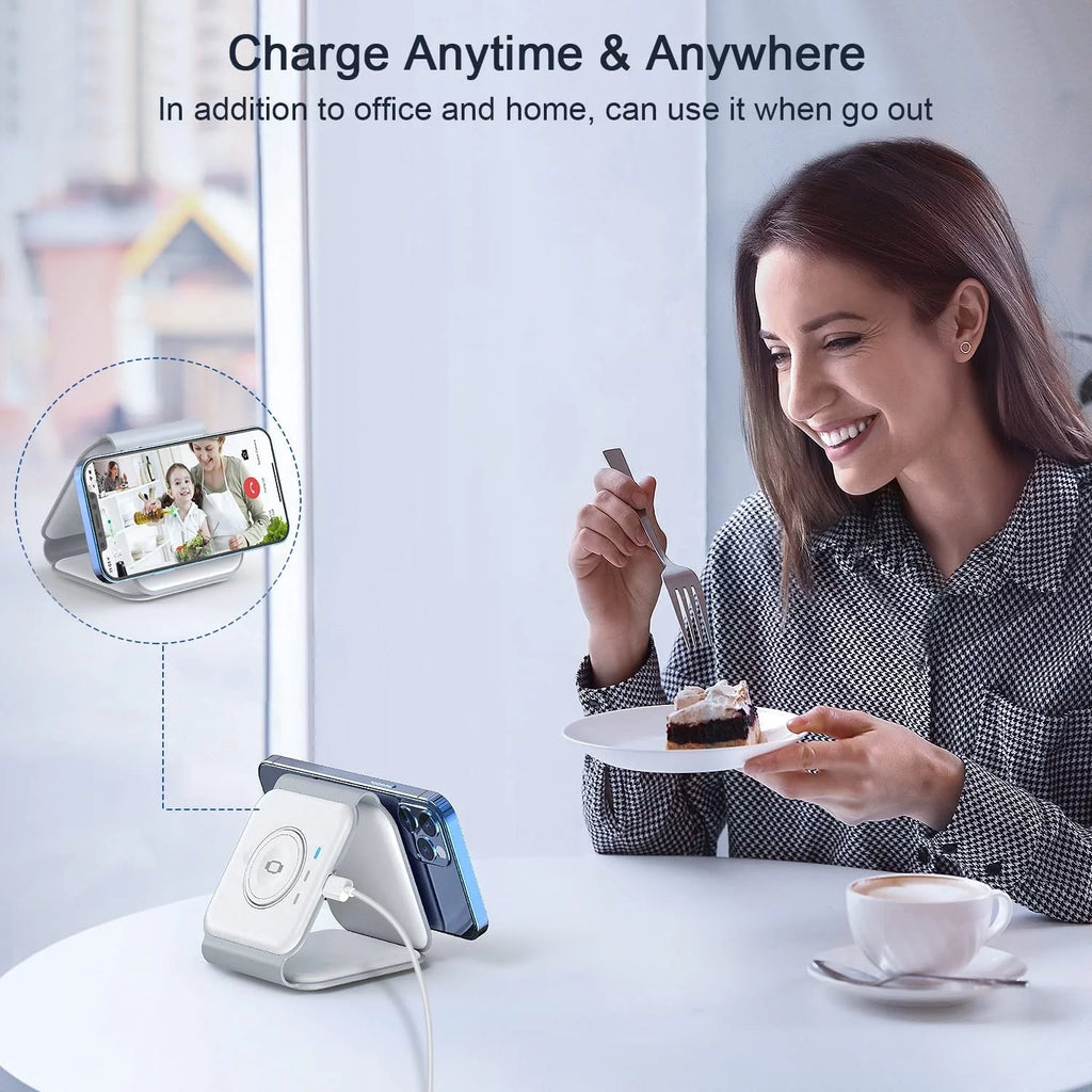 Cargador Inalámbrico 3 En 1, Diseño Magnético Plegable, Estación De Carga Compatible Con Múltiples Dispositivos, Incluyendo La Serie Iphone 17/16/15/14/13, Airpods 4/3/Pro Y Iwatch