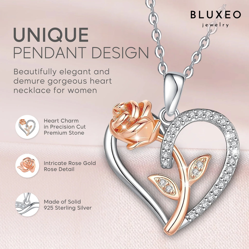 Collar De Plata Esterlina Para Mujer Regalo Para Mamá Esposa De Esposo Día De San Valentín Novia Collar De Corazón De Rosa Para Novia Regalos De Cumpleaños Madre Hija Colgante