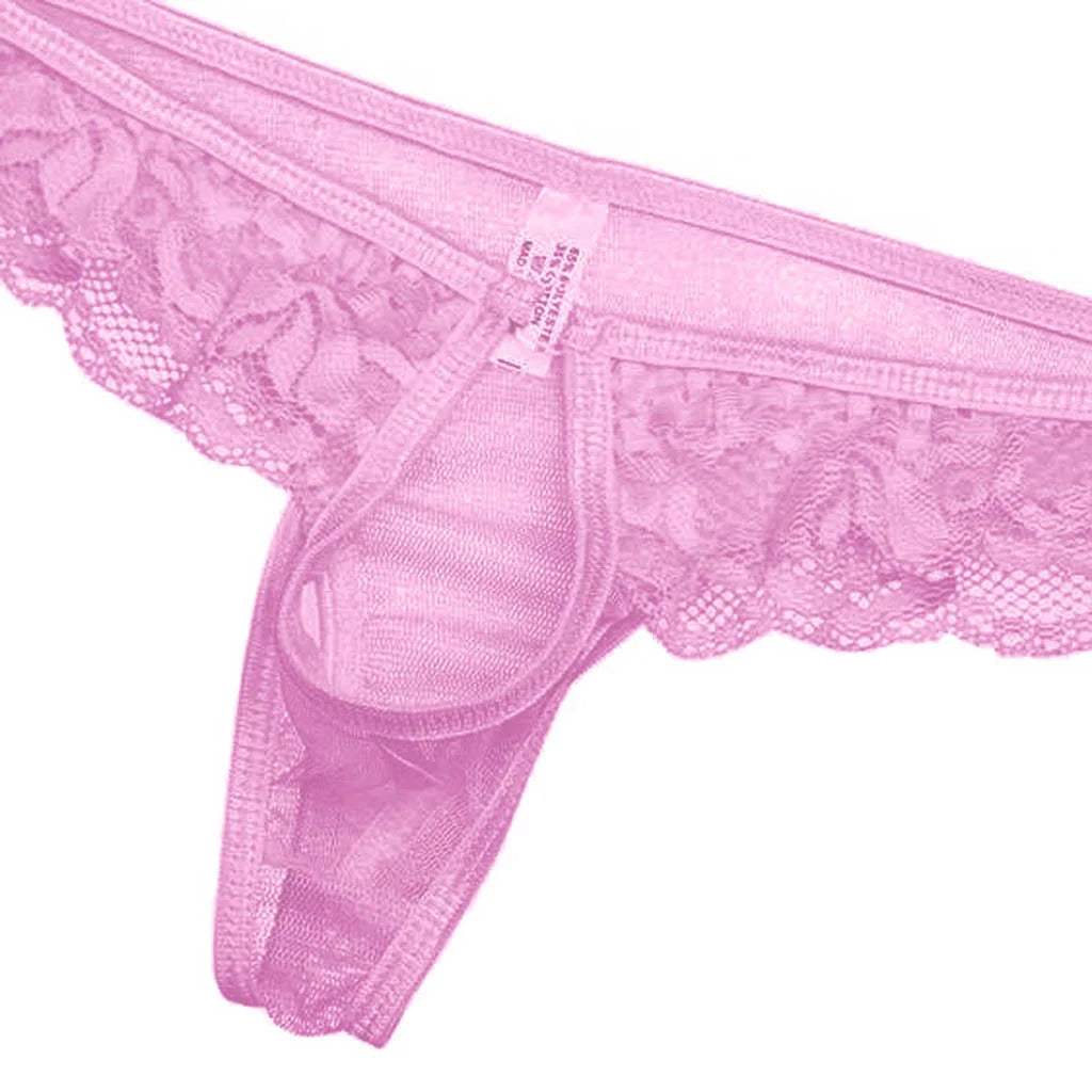 Lencería Para Hombre Encaje Floral Caliente Malla Semi Transparente Bragas Bikini Ropa Interior Ropa Interior
