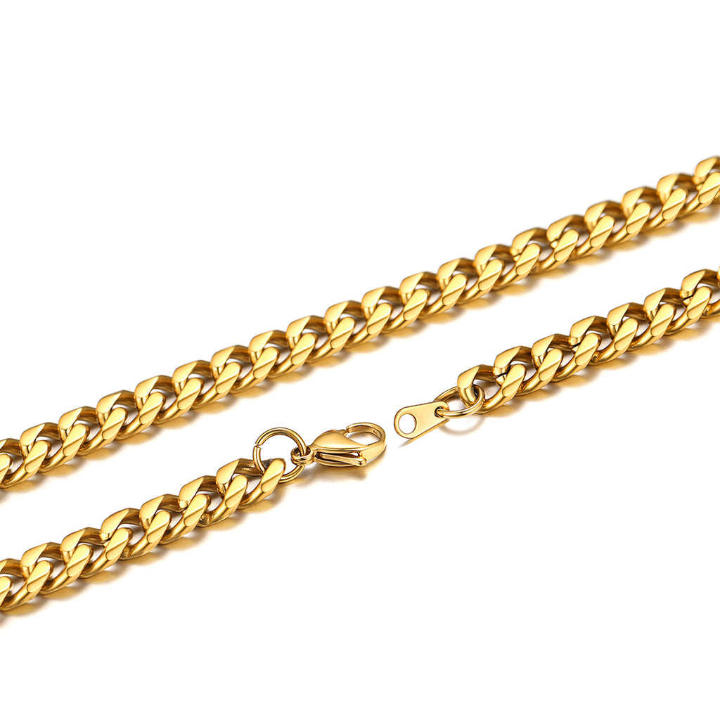 Collar Hip Hop Para Hombre 9Mm Miami Unisex Cadena De Eslabones Cubanos Tipo Curb, Acero Inoxidable 316L