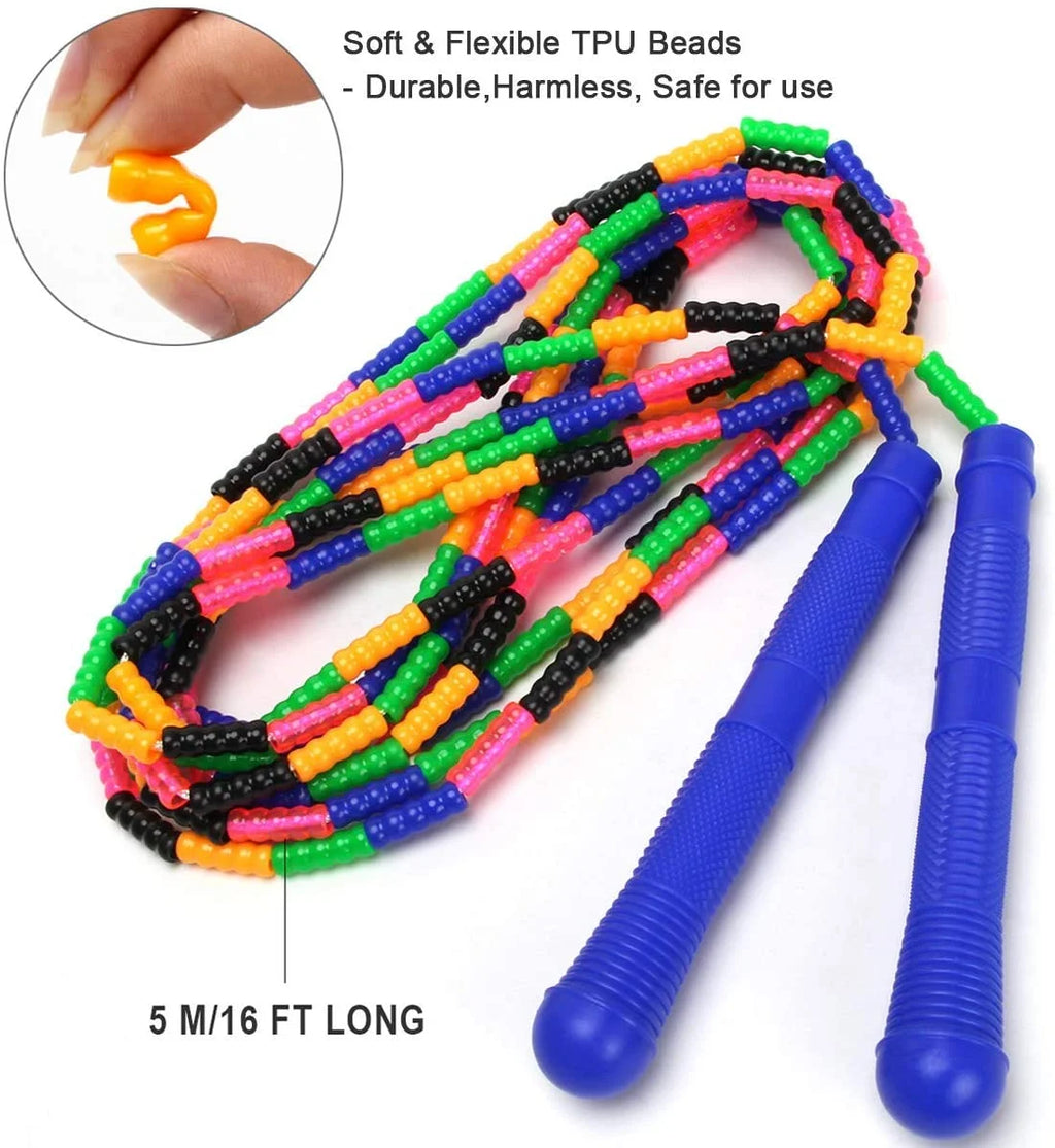 2 Pzas Cuerda De Salto Doble Holandesa Cuerda De Salto Larga 16 FT Cuerda Con Cuentas Para Saltar, Diseño Ergonómico