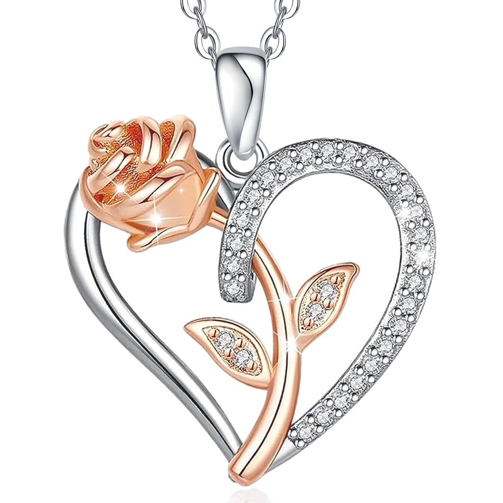 Collar De Plata Esterlina Para Mujer Regalo Para Mamá Esposa De Esposo Día De San Valentín Novia Collar De Corazón De Rosa Para Novia Regalos De Cumpleaños Madre Hija Colgante
