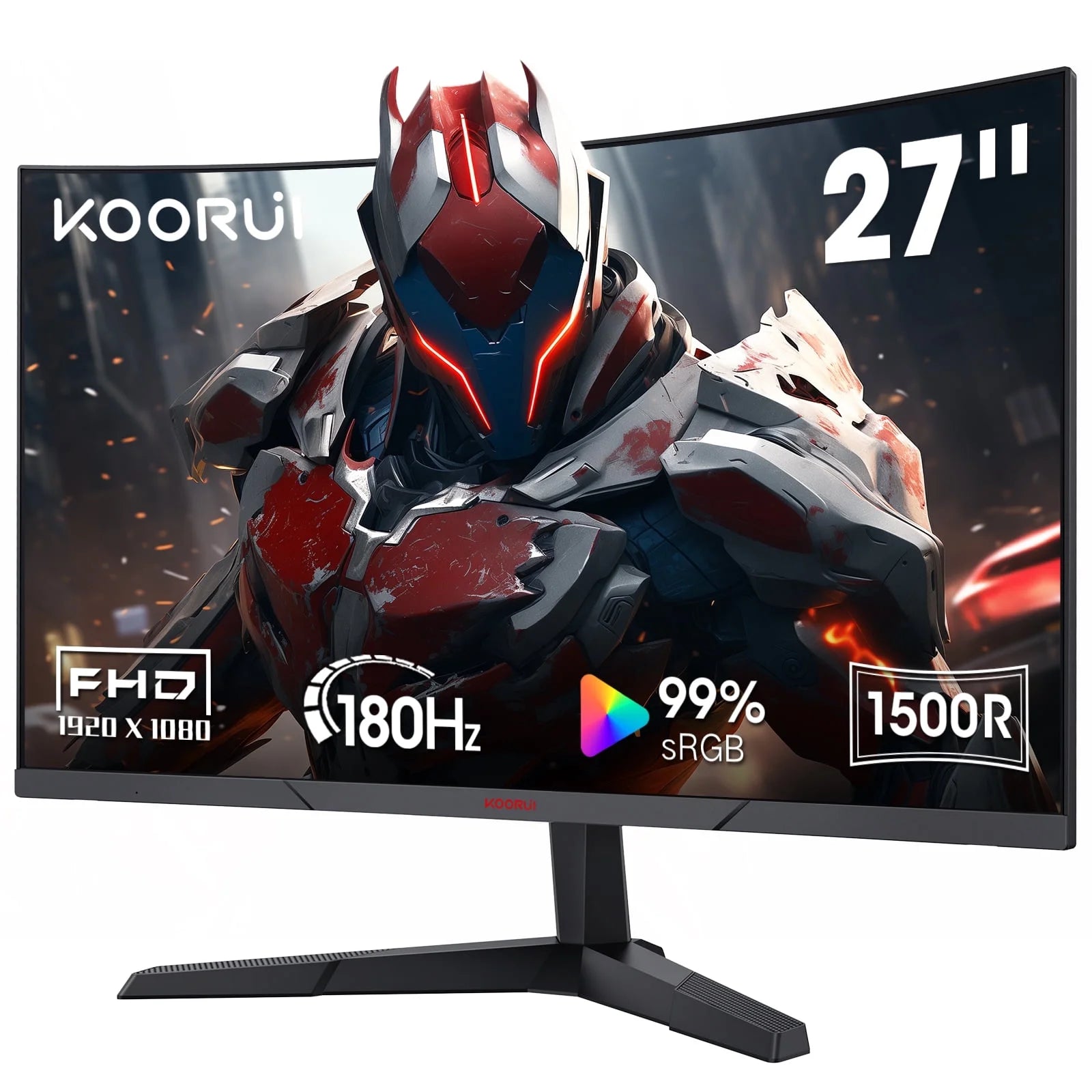 Monitor Gamer Curvo De 27 Pulgadas, Monitores De Computadora FHD De 180Hz, 100% Srgb, Adaptive-Sync, 27E6CA