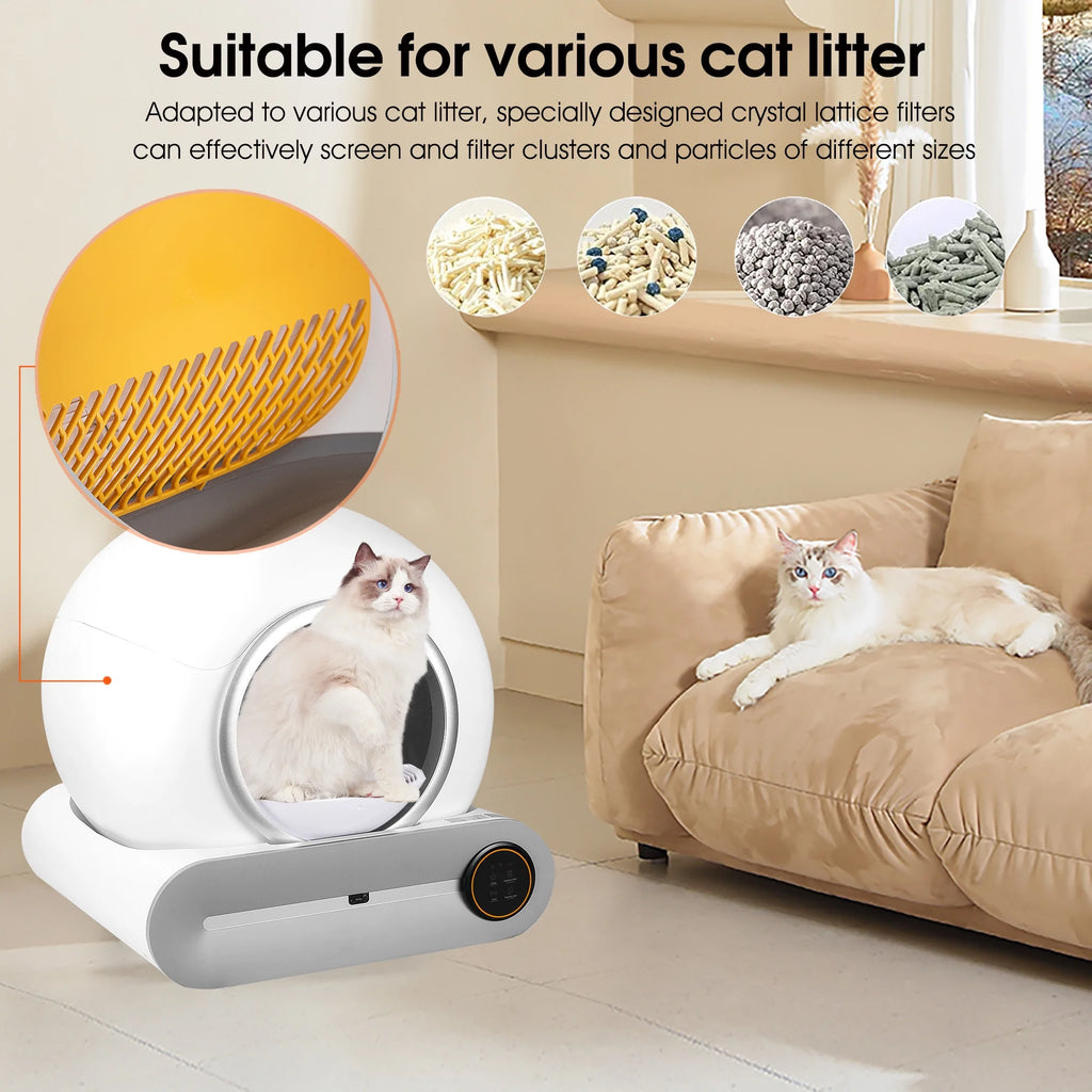 Caja De Arena Autolimpiante, Caja De Arena Automática Para Gatos Con Soporte De Control Por Aplicación, Protección De Seguridad Integrada, Caja De Arena Automática Inteligente Para Gatos Con Forro