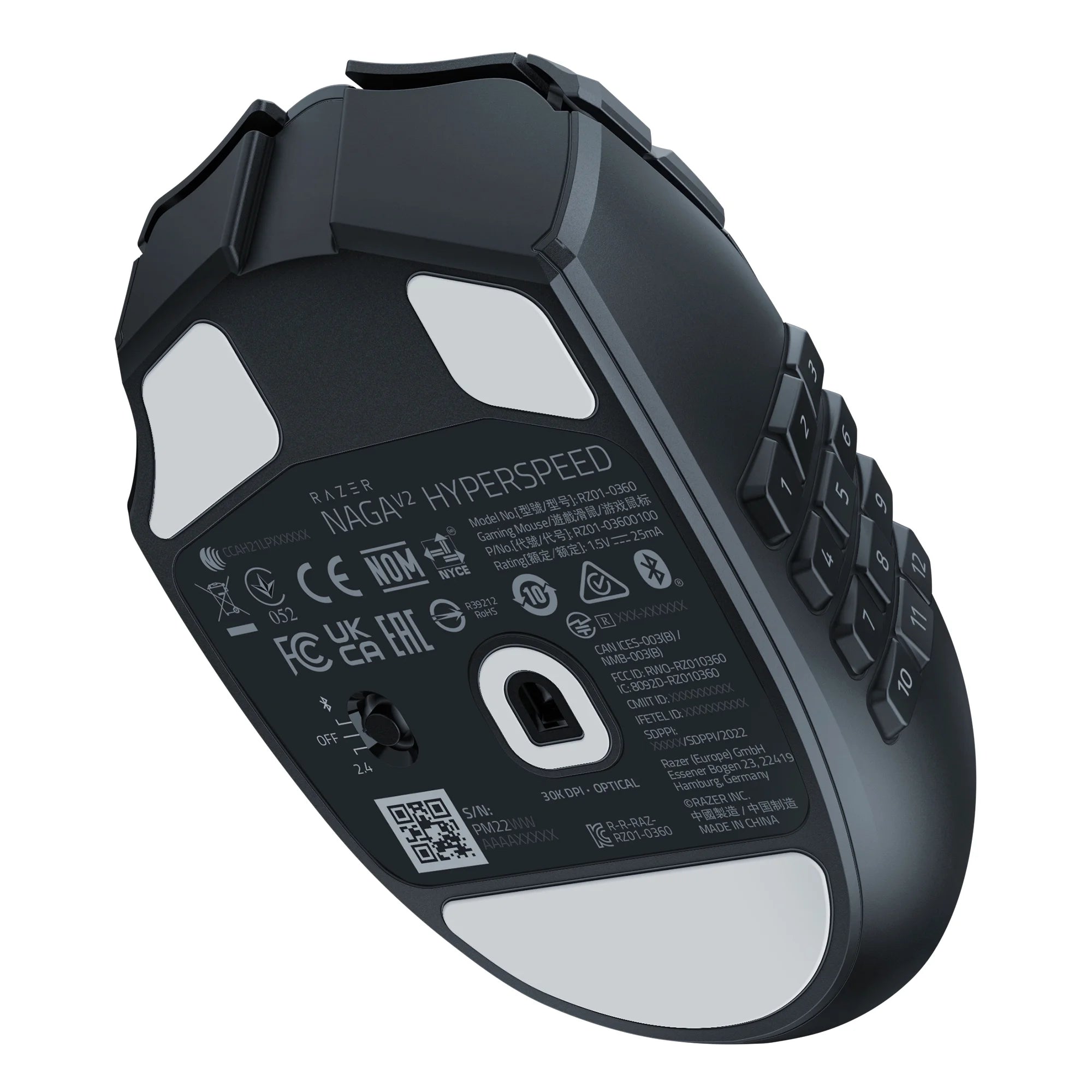 Naga V2 Hyperspeed Mouse Gamer Bluetooth Con Batería AA, Negro