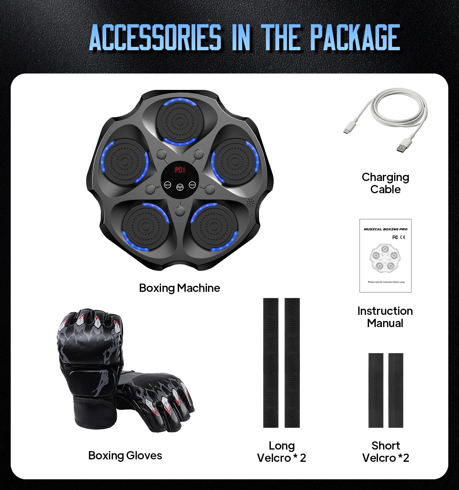 Máquina De Boxeo Musical Con Guantes De Boxeo, Entrenador De Boxeo Musical Inteligente Bluetooth Montado En La Pared, Objetivo Electrónico De Boxeo Equipo De Golpeo Para Entrenamiento En Casa, Interior Y Gimnasio