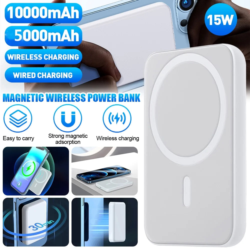 Cargador Portátil Inalámbrico Mini Magnético 5000Mah/10,000Mah Energía Móvil Para Iphone 15/14/13/12/Mini/Pro/Pro M Ax-Gray