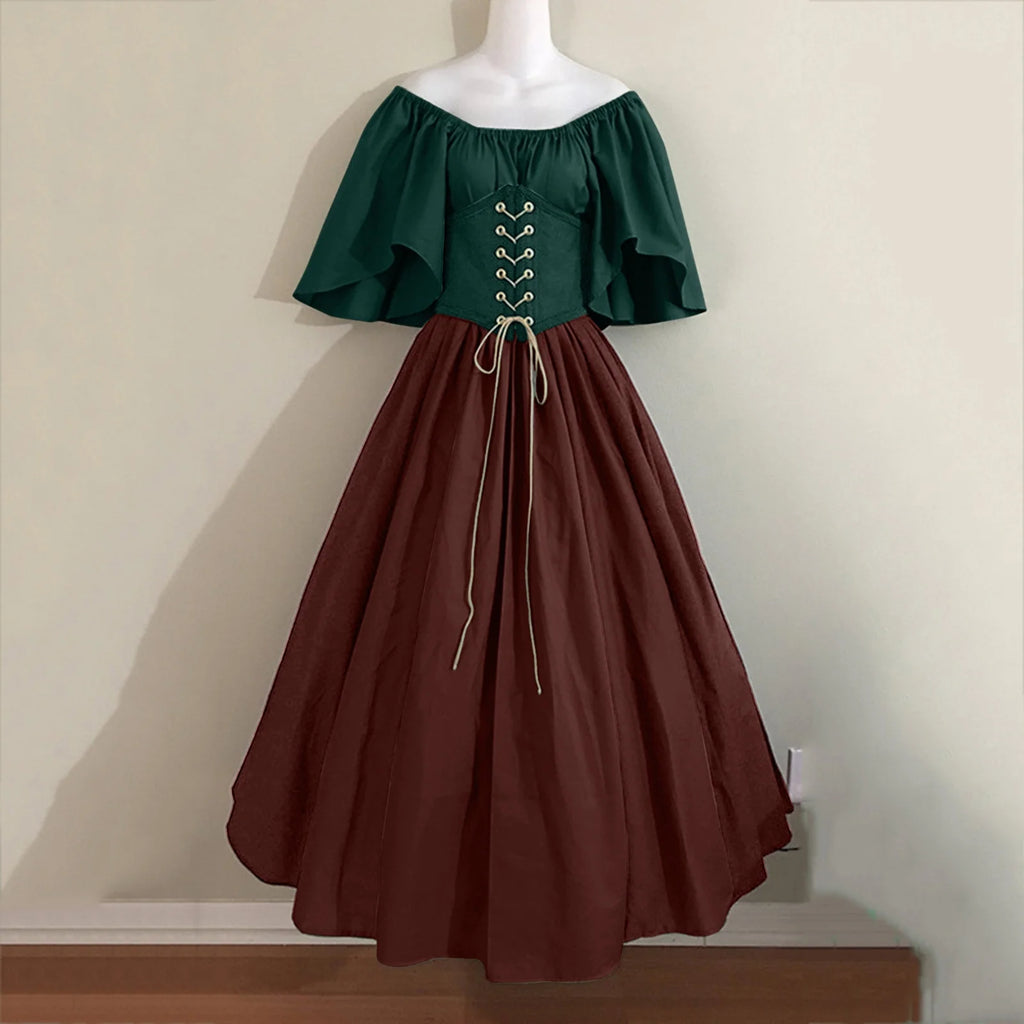 UPPADA Vestidos De Feria Renacentista Para Mujeres Medievales Irlandeses Tradicionales Talla Grande Vestidos Con Volantes Sobre Vestido Corsé Retro Vestido De Cosplay