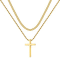Collares De Cruz De Acero Inoxidable Para Hombre, Cadena De Eslabones Cubanos En Capas, Cadena De Cuerda, Collares De Cruz Para Hombre, Colgante De Cruz En Negro, Plata Y Oro Para Hombre Y Mujeres De 16-26 Pulgadas
