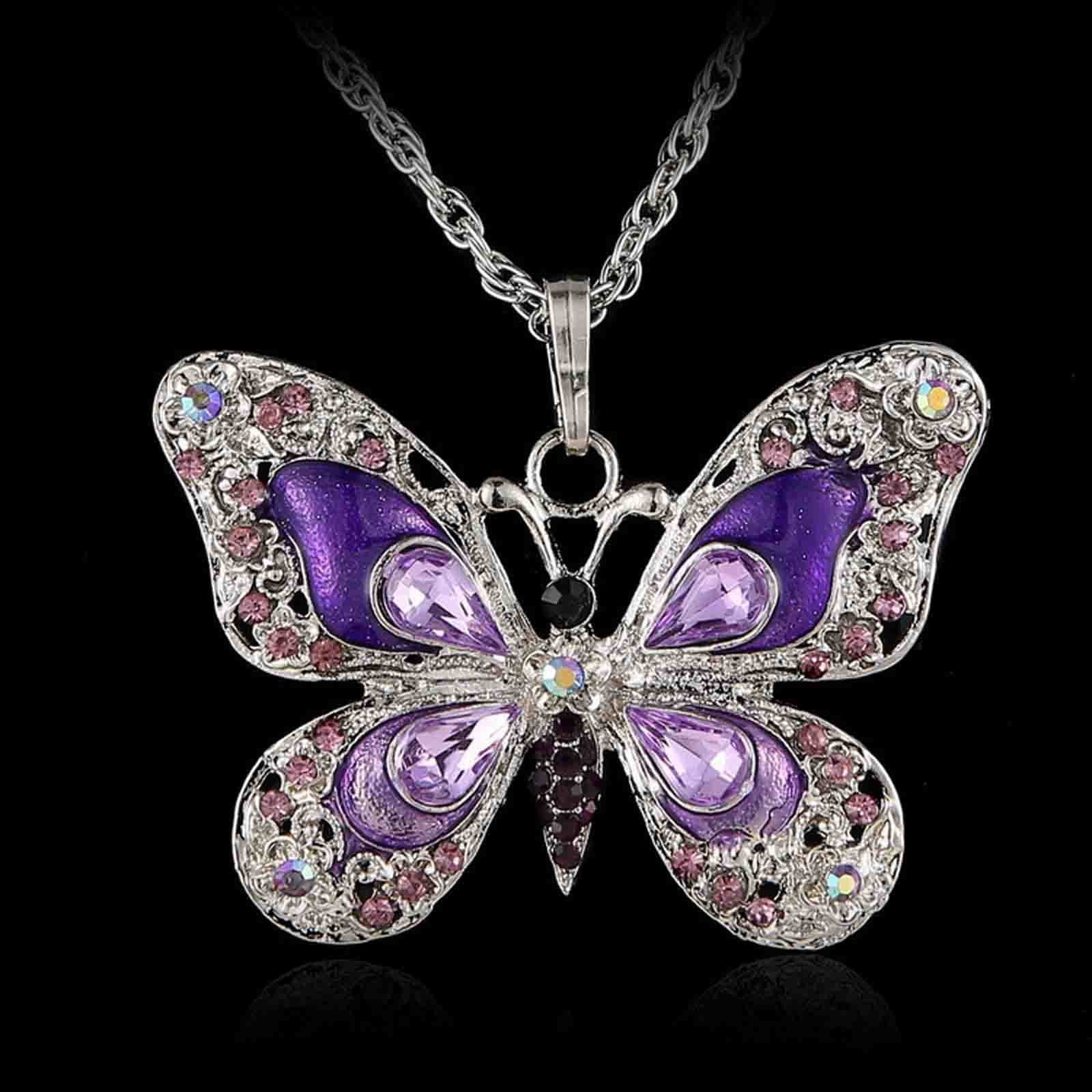 Vikakiooze Regalos Del Día De La Madre Collar De Mariposa, Collares Colgantes De Joyería De Ópalo Para Mujeres, Collares De Plata Para Mujeres, Regalos Para Niñas Para El Día De San Valentín De Cumpleaños