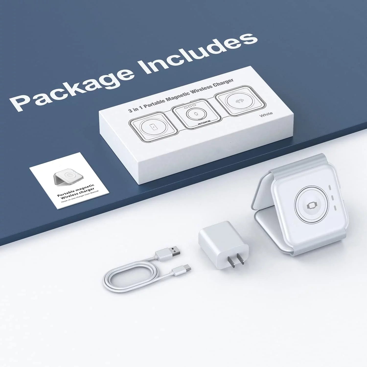 Cargador Inalámbrico 3 En 1, Diseño Magnético Plegable, Estación De Carga Compatible Con Múltiples Dispositivos, Incluyendo La Serie Iphone 17/16/15/14/13, Airpods 4/3/Pro Y Iwatch