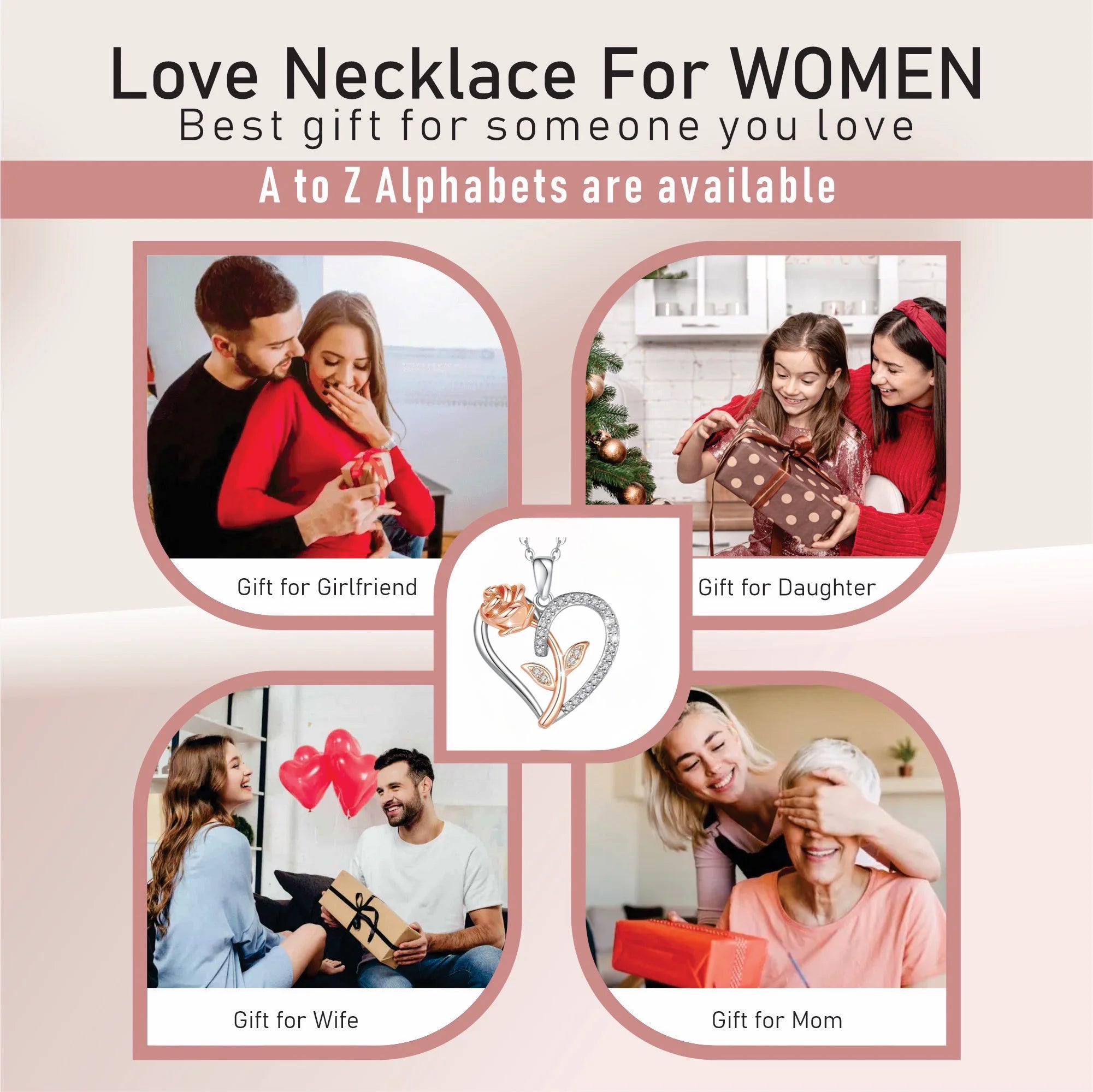 Collar De Plata Esterlina Para Mujer Regalo Para Mamá Esposa De Esposo Día De San Valentín Novia Collar De Corazón De Rosa Para Novia Regalos De Cumpleaños Madre Hija Colgante