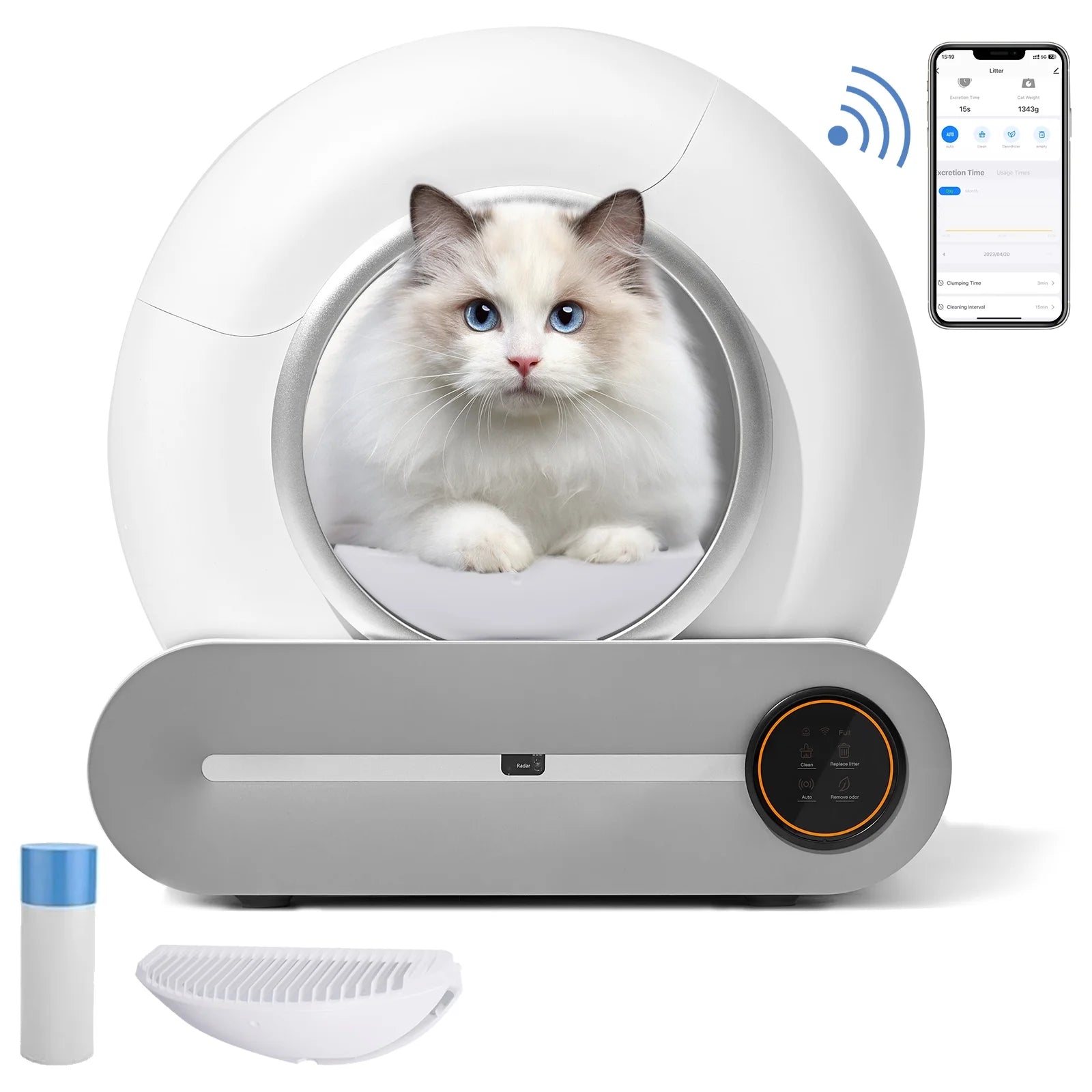 Caja De Arena Autolimpiante, Caja De Arena Automática Para Gatos Con Soporte De Control Por Aplicación, Protección De Seguridad Integrada, Caja De Arena Automática Inteligente Para Gatos Con Forro
