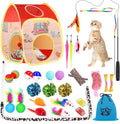 34 Pzas Juguetes Para Gatos Juguetes Para Gatitos, Juguetes Interactivos Para Gatitos Con Túneles Plegables Para Gatos Tienda, Varita Para Gato Juguete De Pluma Con Hierba Gatera