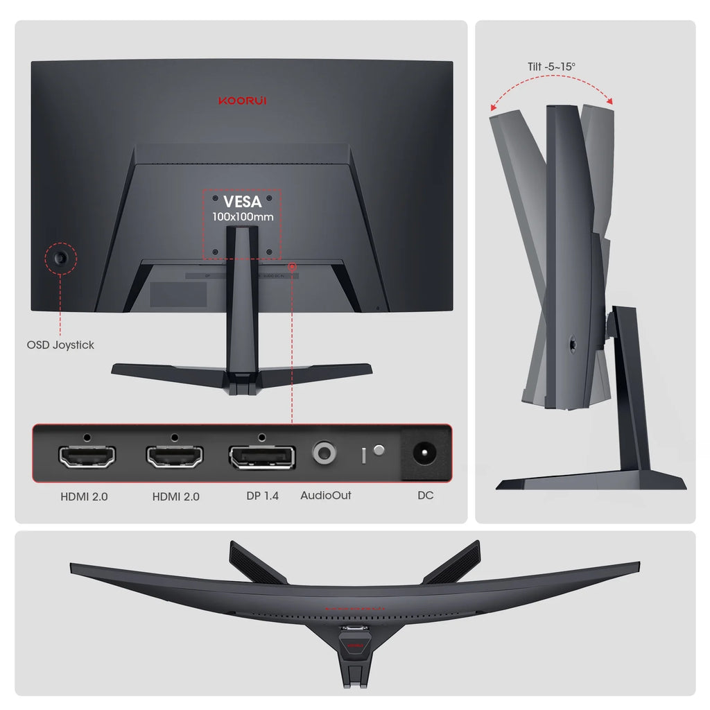 Monitor Gamer Curvo De 27 Pulgadas, Monitores De Computadora FHD De 180Hz, 100% Srgb, Adaptive-Sync, 27E6CA