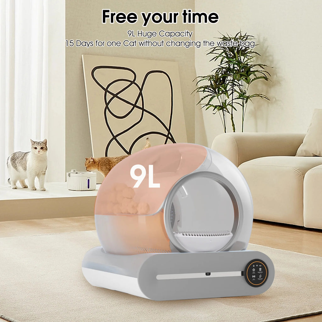 Caja De Arena Autolimpiante, Caja De Arena Automática Para Gatos Con Soporte De Control Por Aplicación, Protección De Seguridad Integrada, Caja De Arena Automática Inteligente Para Gatos Con Forro
