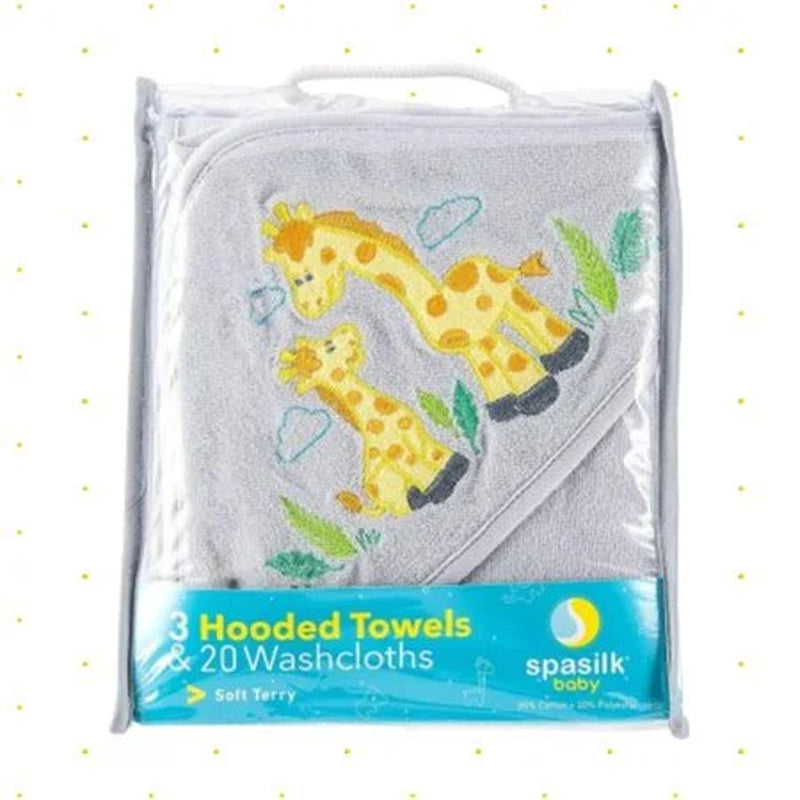 Juego De Toallas Con Capucha Para Baño Y Paños Para Bebés, Juego De Regalo De 23 Piezas, Jirafa Gris